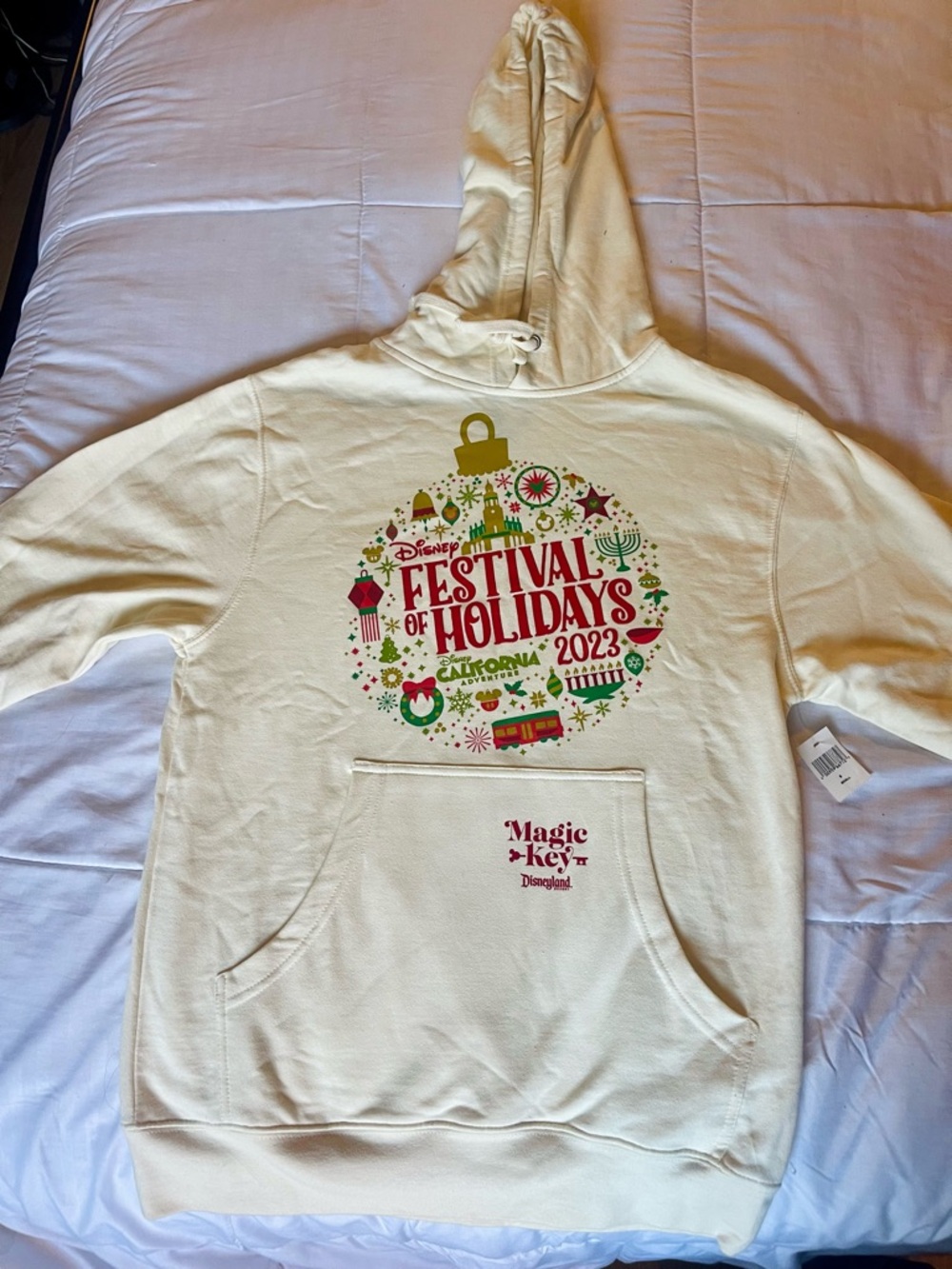 NWT!  Disney Festival of Holidays 2023 Cream Hoodie - Magic Key Disneyland